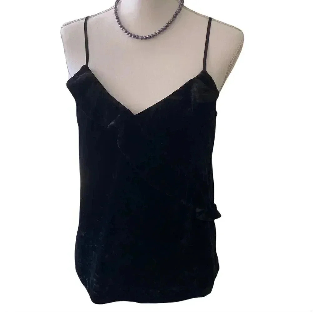 J. Crew NWT crushed velvet tank with adjustable straps and cross-cross ruffle Sm
